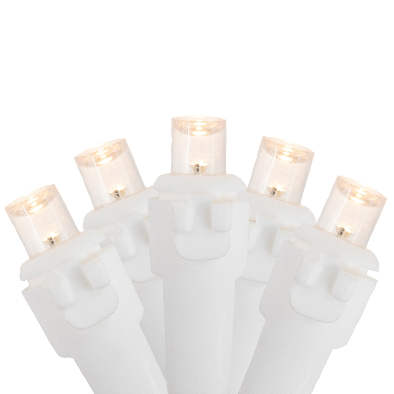 100ct Warm White LED Wide Angle Christmas Lights, 33ft White Wire