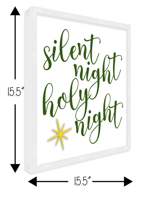 Silent Night Holy Night 15.5" x 15.5" Framed Christmas Wall Decor Art Print Sign Poster in a Natural Wooden Frame with UV Acrylic and Hangers