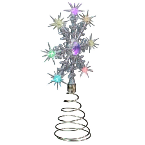 11" LED Lighted Coloring Changing Twinkling Snowflake Christmas Tree Topper