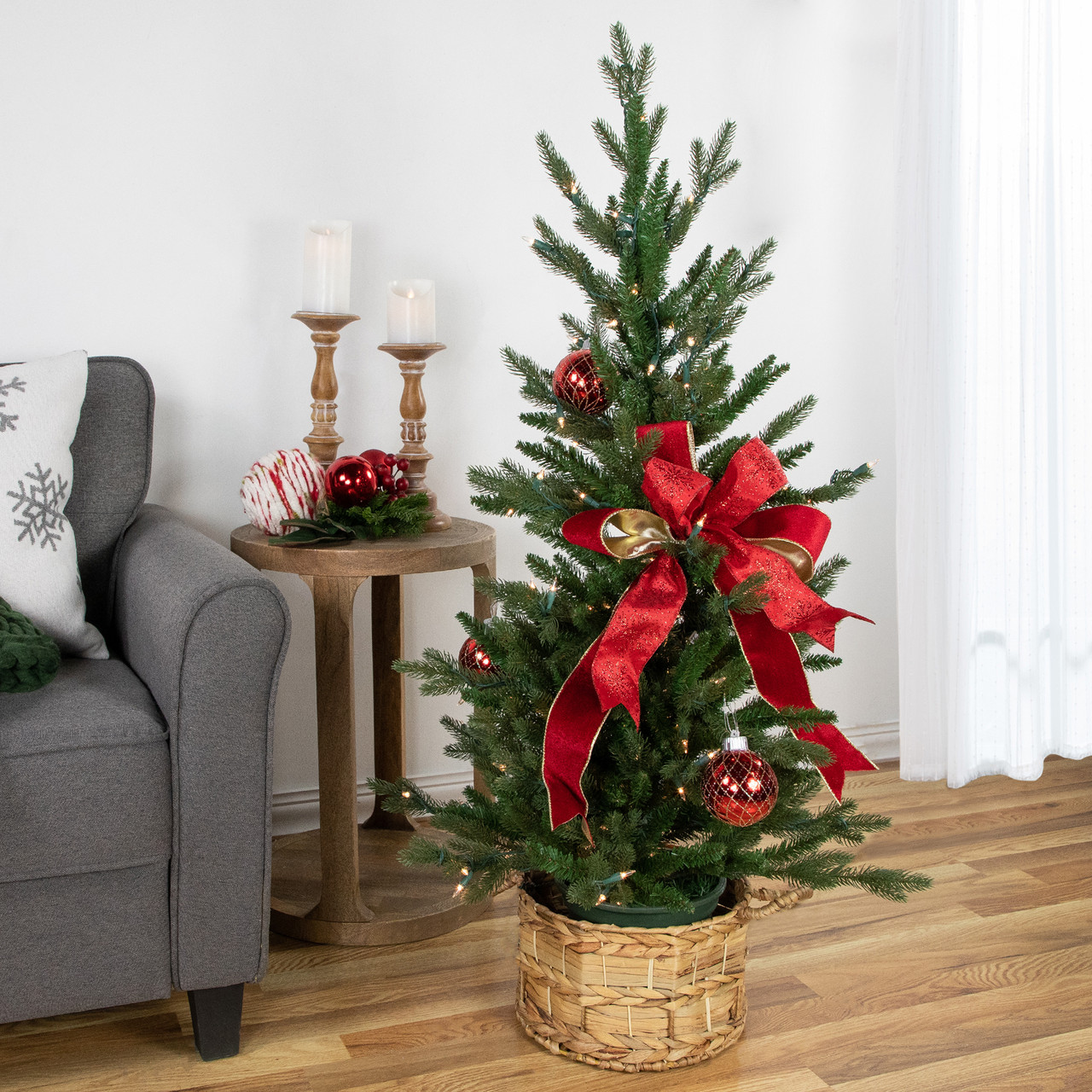 Real Touch? Pre-Lit Grande Spruce Artificial Potted Christmas Tree - 4' - Clear Lights