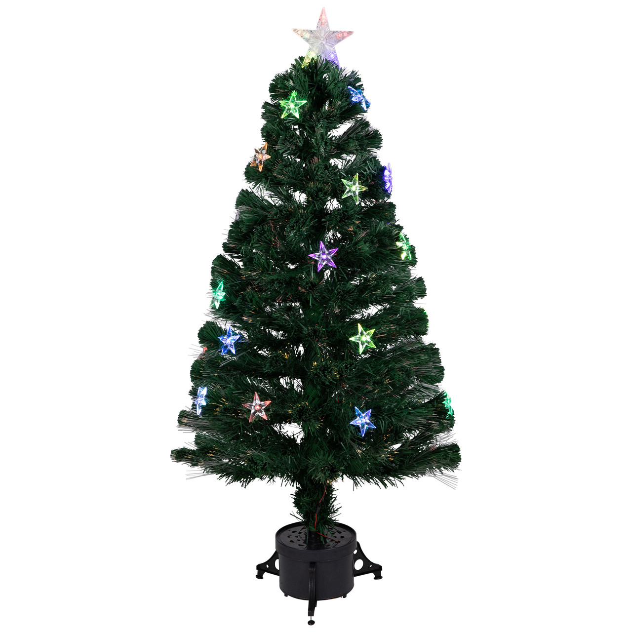 3' Pre-Lit Fiber Optic Artificial Christmas Tree with Stars