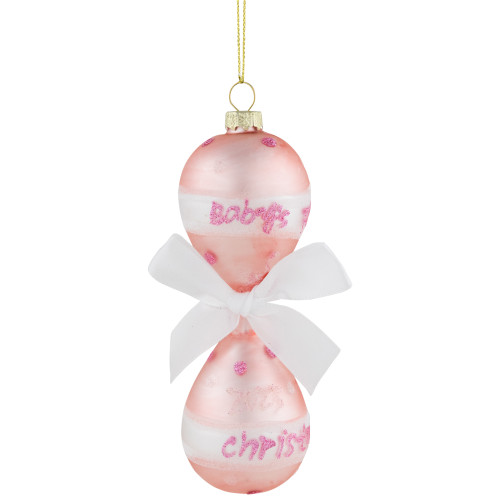 5" Baby Girl's First Christmas 2023 Glass Ornament