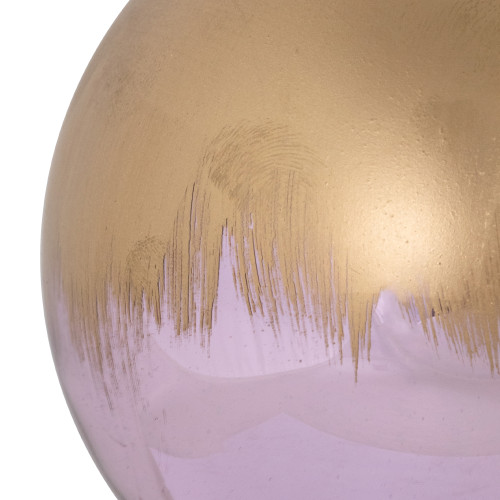 3.5" Brushed Matte Gold and Shiny Lavender Glass Ball Christmas Ornament