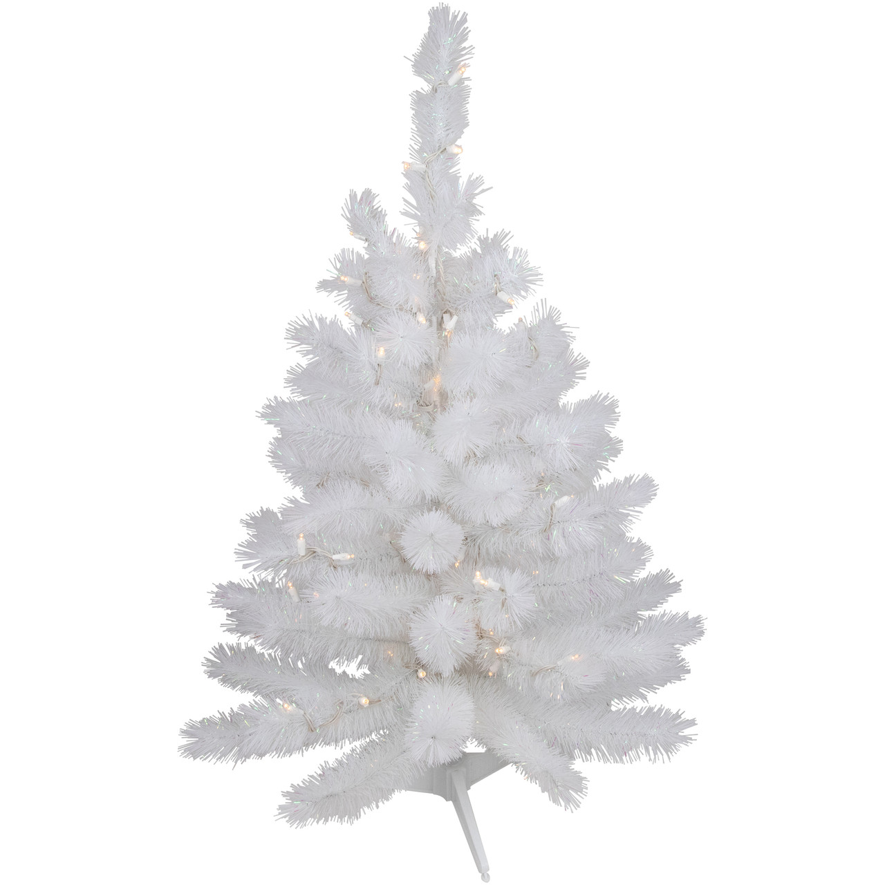 3' Pre-Lit White Alaskan Pine Artificial Christmas Tree, Warm White LED Lights