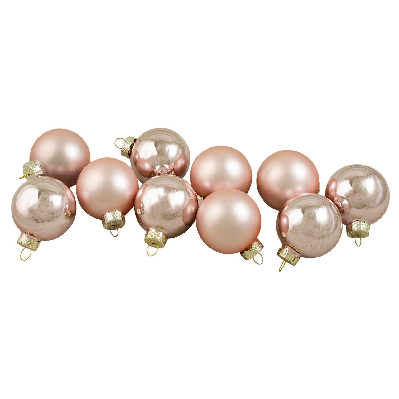 10ct Baby Pink Glass 2-Finish Christmas Ball Ornaments 1.75" (45mm)