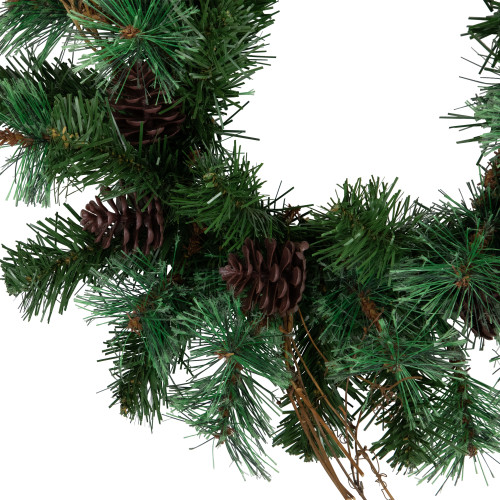 Country Mixed Pine, Twig and Pinecone Artificial Christmas Wreath - 16" - Unlit