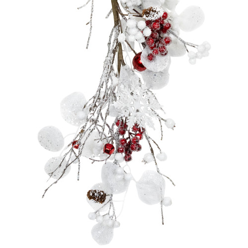 Berries and Snowflakes Artificial Christmas Garland - 6' x 8" - Red and White - Unlit