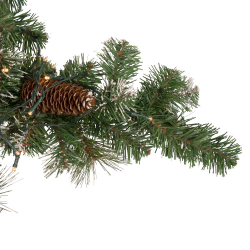 Pre-Lit Battery Operated Frosted Mixed Pine Christmas Snowflake Wreath - 32" - Warm White LED Lights