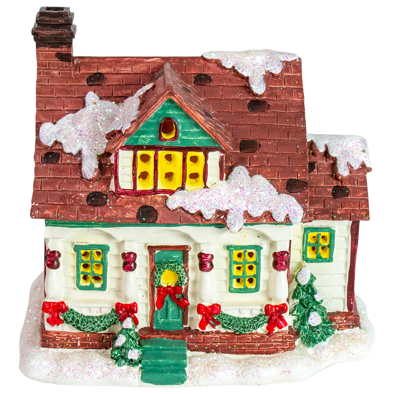 LED Lighted Snowy Cottage House Christmas Village Decoration - 6.5"