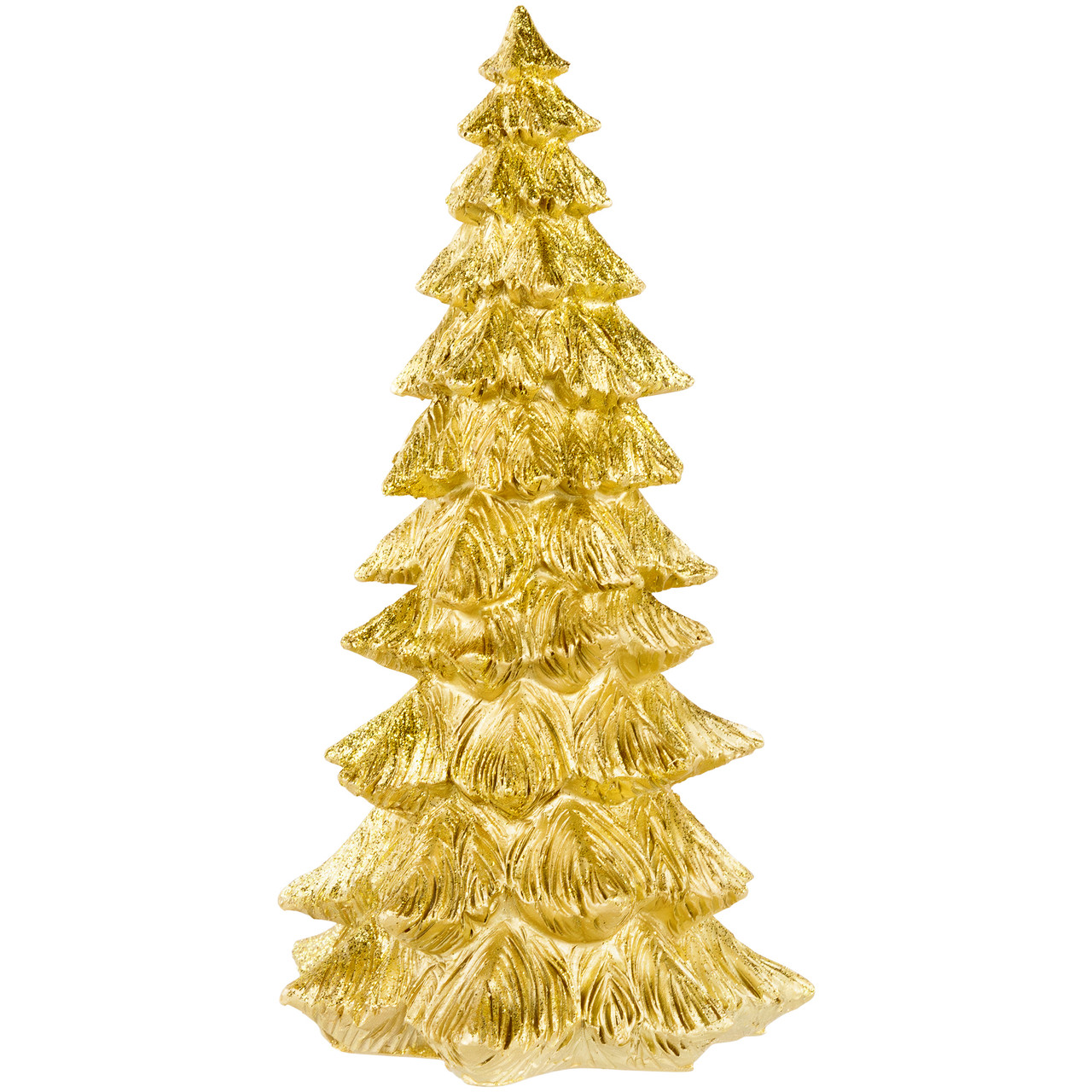 Metallic Woodland Layered Christmas Tree Decoration - 9.5" - Gold Finish