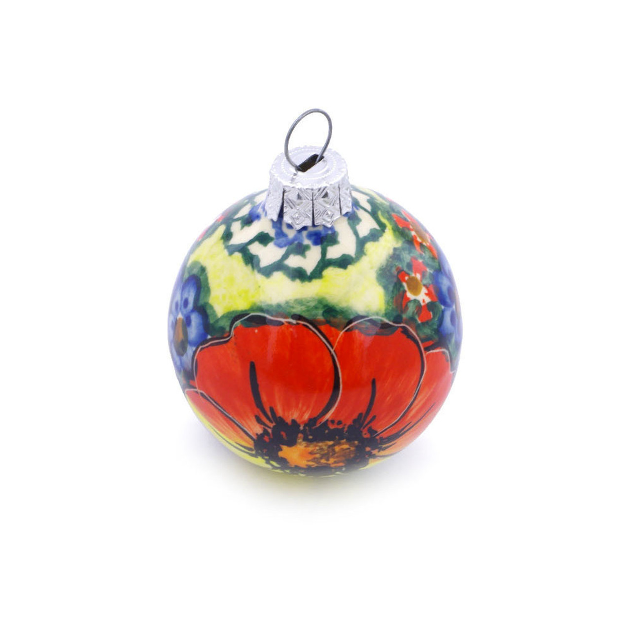 Polmedia Polish Pottery Christmas Ball Ornament 3" Mystical Garden