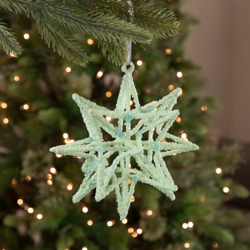 6.75" Light Green Starburst Christmas Ornament