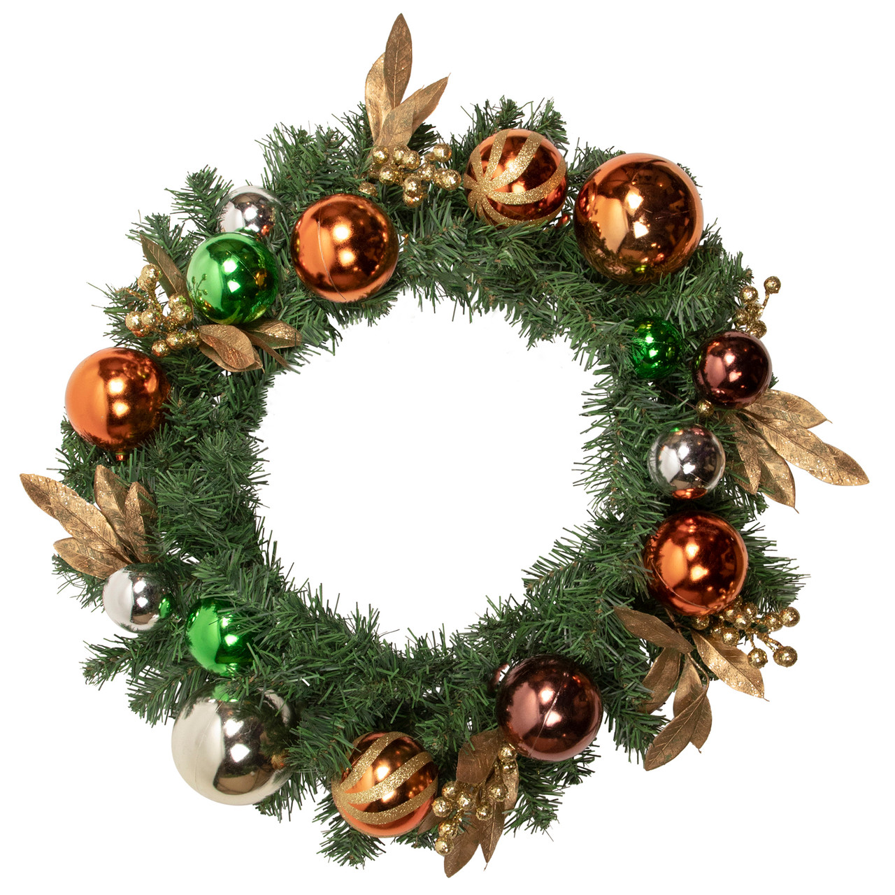 Pine Foliage with Ornaments Artificial Christmas Wreath - 24" - Unlit
