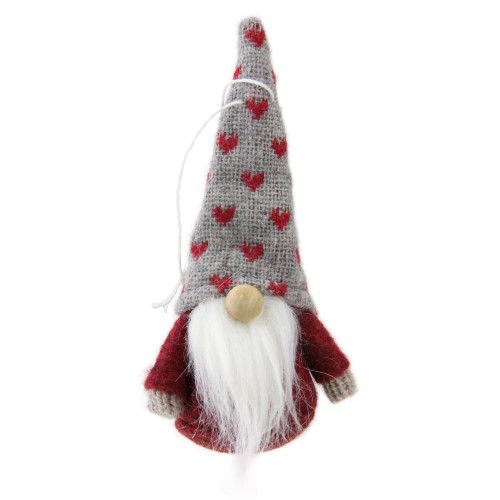 Set of 3 Red and Brown Santa Gnome Christmas Ornaments 4.5"