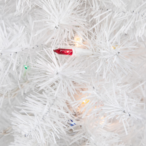 Pre-Lit Artificial Christmas Tree - 18" - White - Multicolor Lights