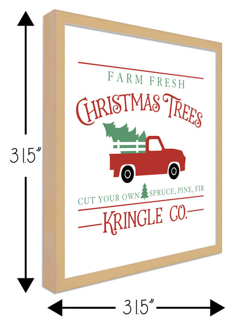 Oversize Kringle Company Tree Farm 31.5" x 31.5" Framed Christmas Wall Decor  Sign Poster in a Natural Wooden Frame with UV Acrylic and Hangers