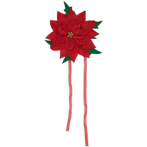 29" Red Poinsettia Tie-On Christmas Tree Topper, Unlit