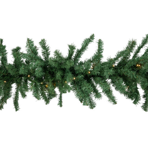 27' x 20" Pre-Lit Green Artificial Pine Christmas Garland, Warm White LED Lights