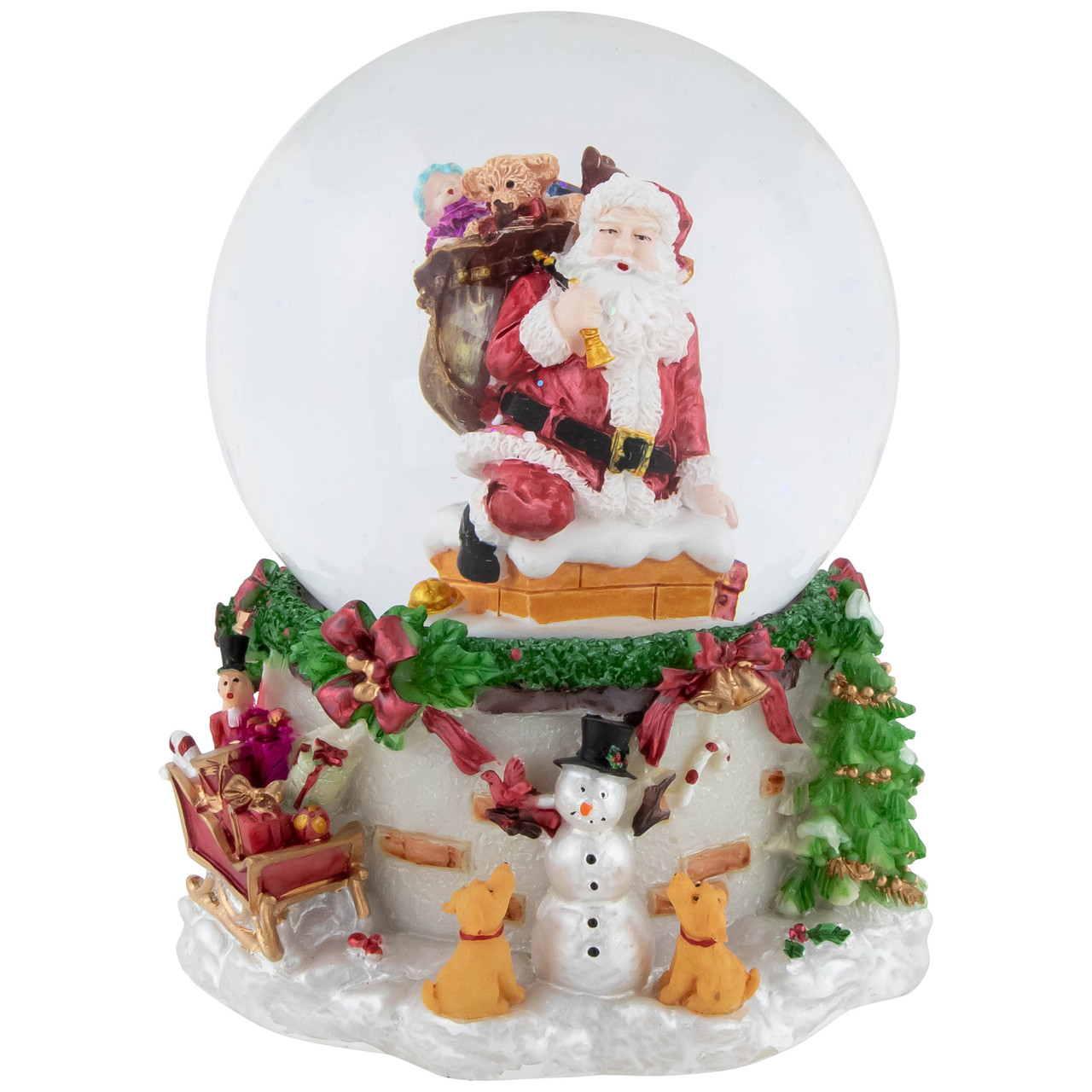 Santa Claus in Chimney Musical Christmas Snow Globe - 7"