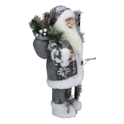 16" Gray and White Country Santa Claus Christmas Figure