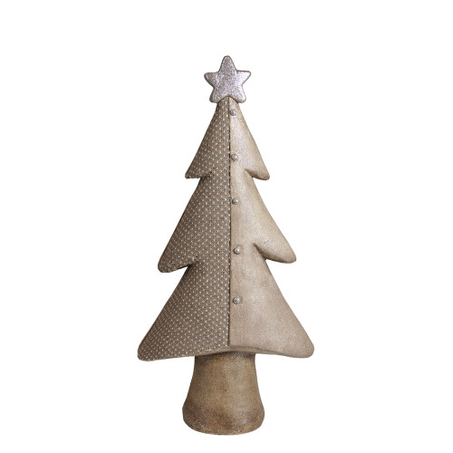 Textured Christmas Tree with Buttons and a Glitter Star Figure - 24" - Brown