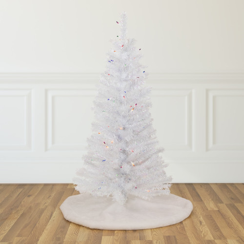 4' Pre-lit Rockport White Pine Artificial Christmas Tree, Multi Lights