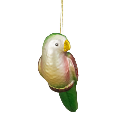 6.5" Yellow and Red Parrot Glass Christmas Ornament