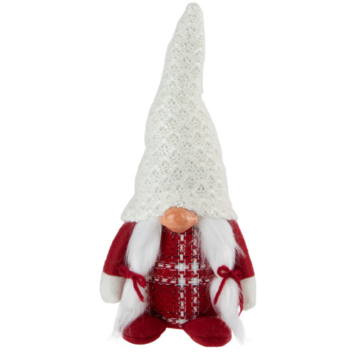 Nordic Girl Gnome w Pigtails Christmas Figure - 10" - Red and White