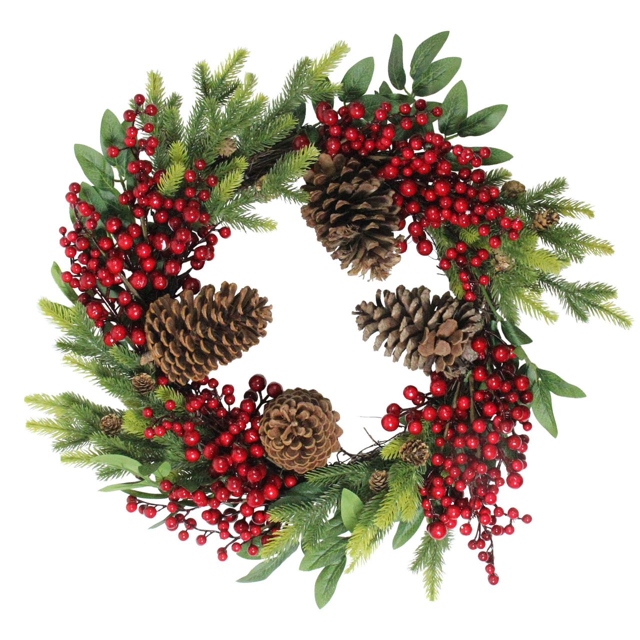 Real Touch? Pinecone and Berry Artificial Christmas Wreath - 22" - Unlit