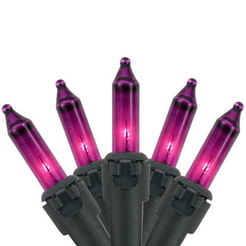 Mini Christmas Light Set - Purple - 10' Black Wire - 50ct