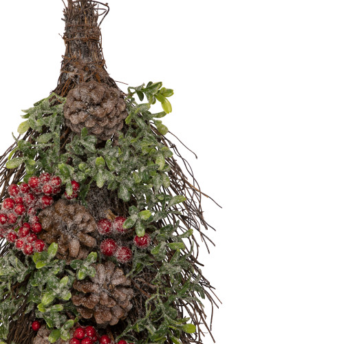 28" Glittered Pine Cone and Berry Artificial Teardrop Christmas Swag - Unlit