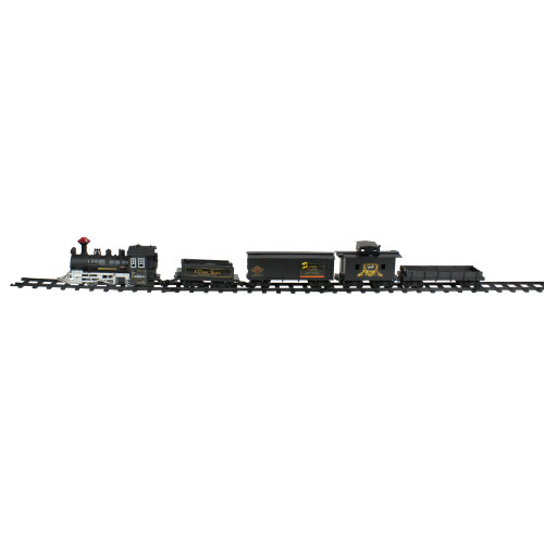 15-Piece Pre-Lit Gray Battery Operated and Animated Classic Train Set with Sound 8.75"