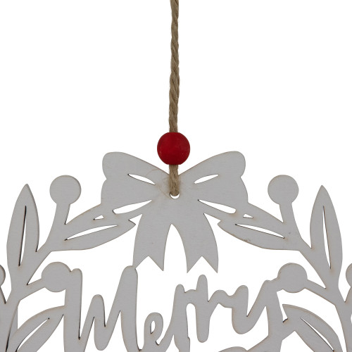 8" White "Merry Christmas" Wreath Cutout Hanging Ornament