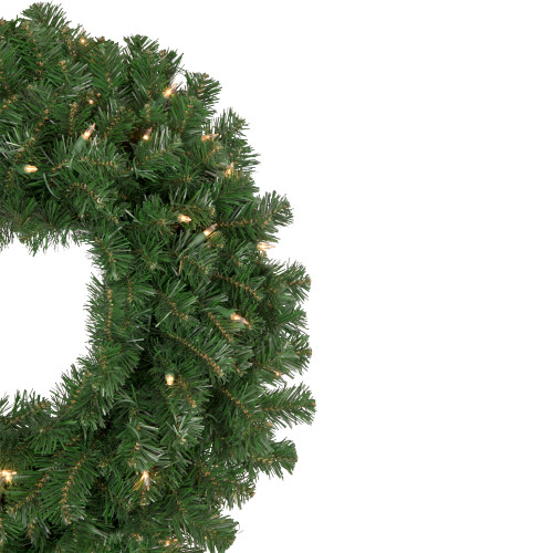 Pre-Lit Windsor Pine Artificial Christmas Wreath - 24" - Clear Lights