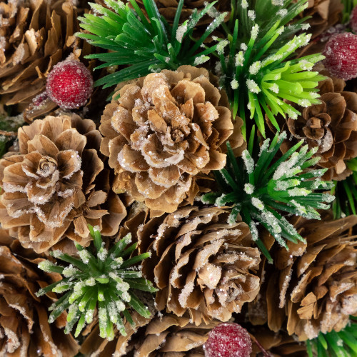Frosted Pinecones, Berries and Pine Sprigs Christmas Ball Ornament - 5"