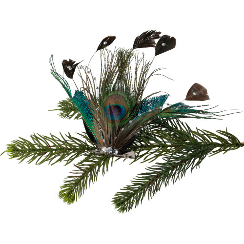 Peacock Ocelli Feather Clip-On Christmas Ornament -6"
