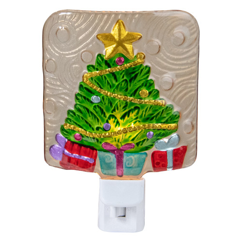 4" Green and Gold Christmas Tree Night Light