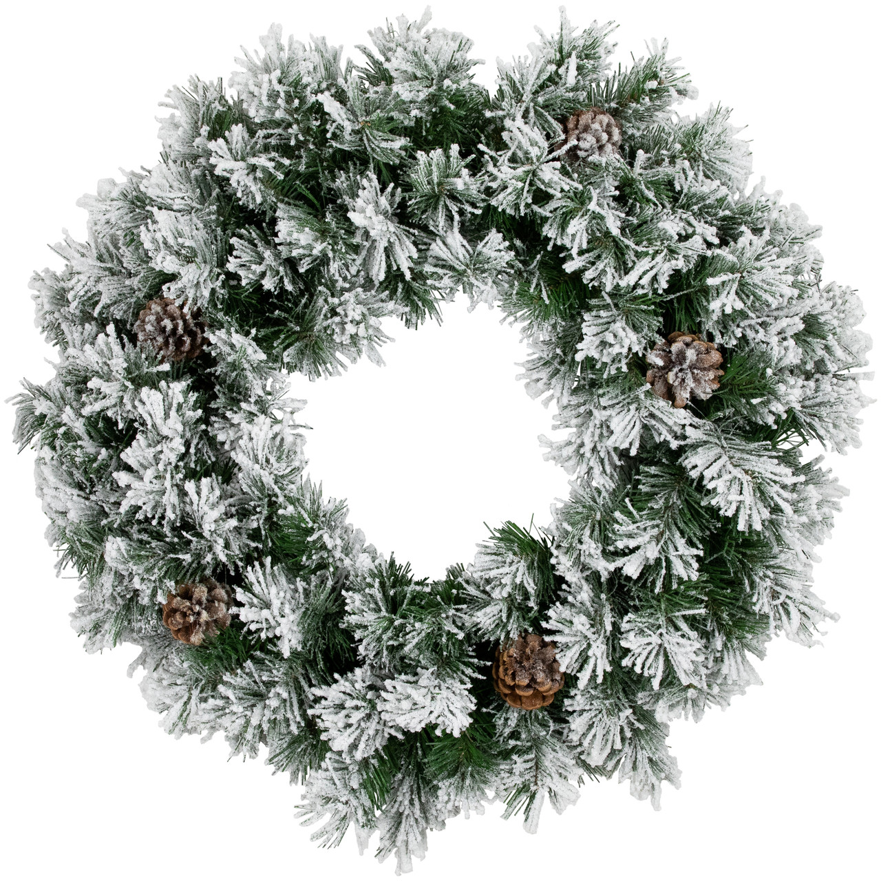 Snowy Flocked Angel Pine with Pine Cones Artificial Christmas Wreath - 36" - Unlit