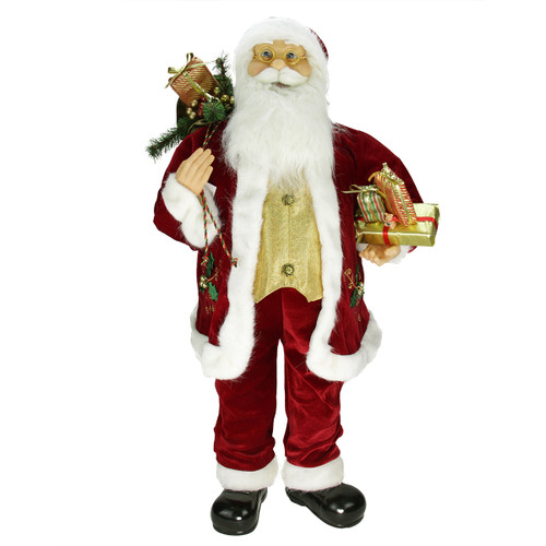 Holly Berry Santa Claus with Presents Christmas Figure - 36"