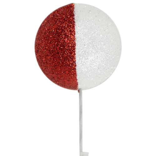 Set of 2 Red and White Glittered Candy Cane Christmas Picks 22"
