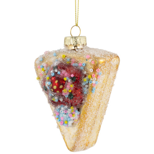 3" Double Layer Slice of Cake Glass Christmas Ornament