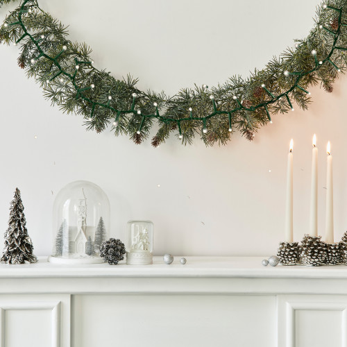 20 Battery Operated White LED Micro Rice Christmas Lights with Timer - Green Wire