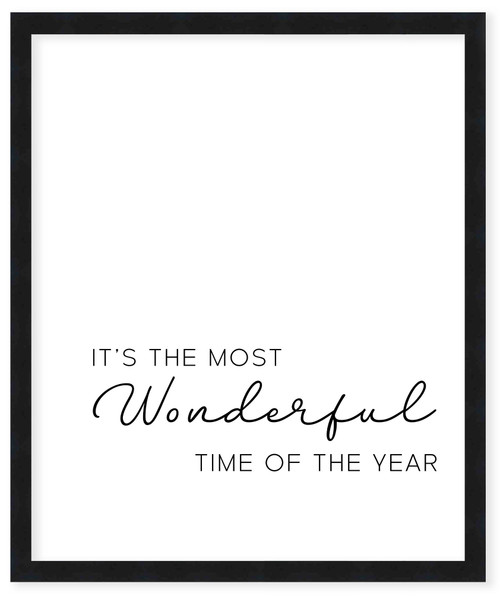 It's the Most Wonderful Time of the Year 19.5" x 25.5" Framed Christmas Wall Decor  Sign Poster in a Black Wooden Frame with UV Acrylic and Hangers