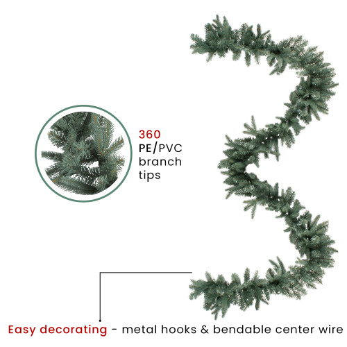Real Touch?? Washington Frasier Fir Artificial Christmas Garland - Unlit - 9' x 12"