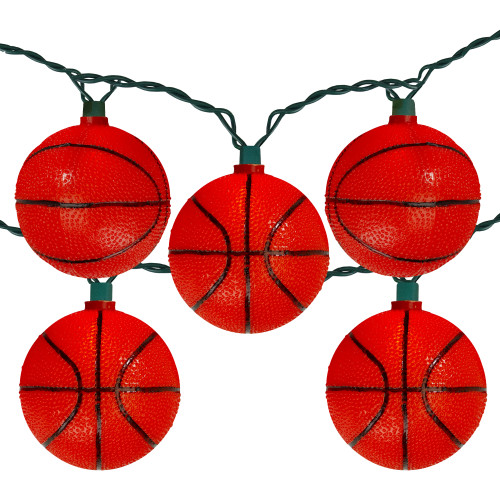 10ct Basketball Sport Christmas Novelty Light Set - 11.5 ft Green Wire