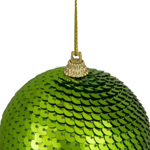 3" Kiwi Green Sequin Shatterproof Ball Christmas Ornament