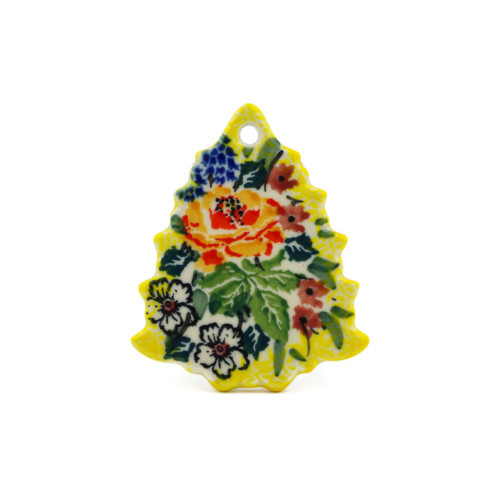 Polmedia Polish Pottery Christmas Tree Pendant 3" Copper Rose Meadow