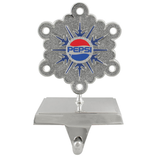 6.5" Silver and Blue "PEPSI" Snowflake Christmas Stocking Holder
