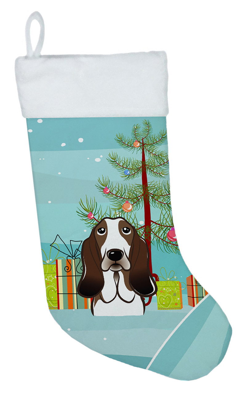 Christmas Tree and Basset Hound Christmas Stocking BB1615CS