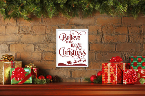 Believe in the Magic of Christmas 15.5" x 19.5" Framed Christmas Wall Decor  Sign Poster in a Natural Wooden Frame with UV Acrylic and Hangers